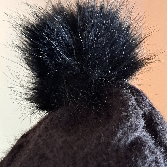 🙃6/$10 Black Beanie With Pom - Picture 3 of 3